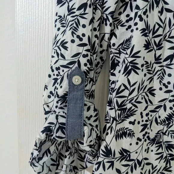 Tommy Hilfiger Floral Print 3/4 Sleeve Half Zip Blouse Top Petite Small NWOT - Picture 3 of 9